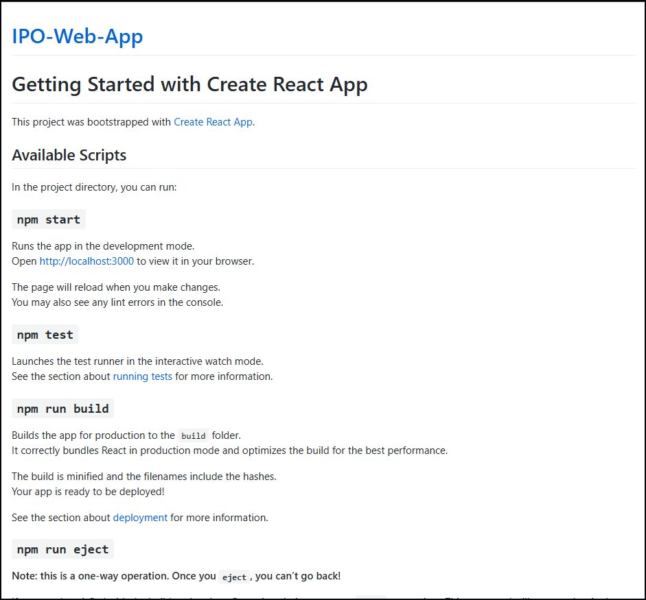 IPO web application screenshot